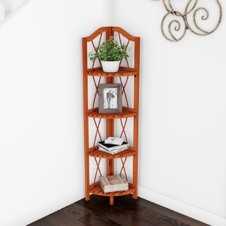 Hastings Home 4-Shelf Corner Bookcase – Foldable